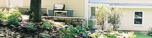 Maine House garden, patio and grill